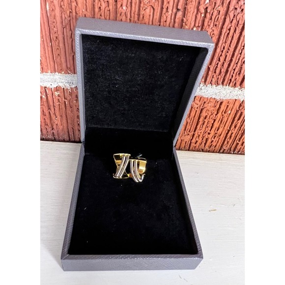 Earrings 18K Gold Plated Hoop Earrings Round Cue Cubic Zirconia Gold Silver C1 - Picture 2 of 12